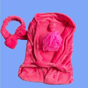 Children’s Pink Plush Bathrobe Set